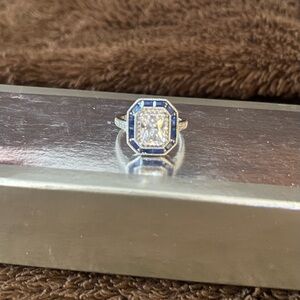 Stunning Silver and Blue CZ Women's Ring -